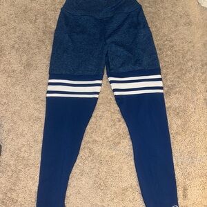 Never Worn Bombshell Sportswear Blue and White Leggings with Stripes